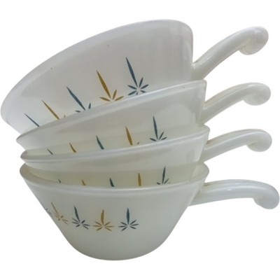 Anchor Hocking Fire-King Suppenschüsseln 4er Set Milchglasgriff USA