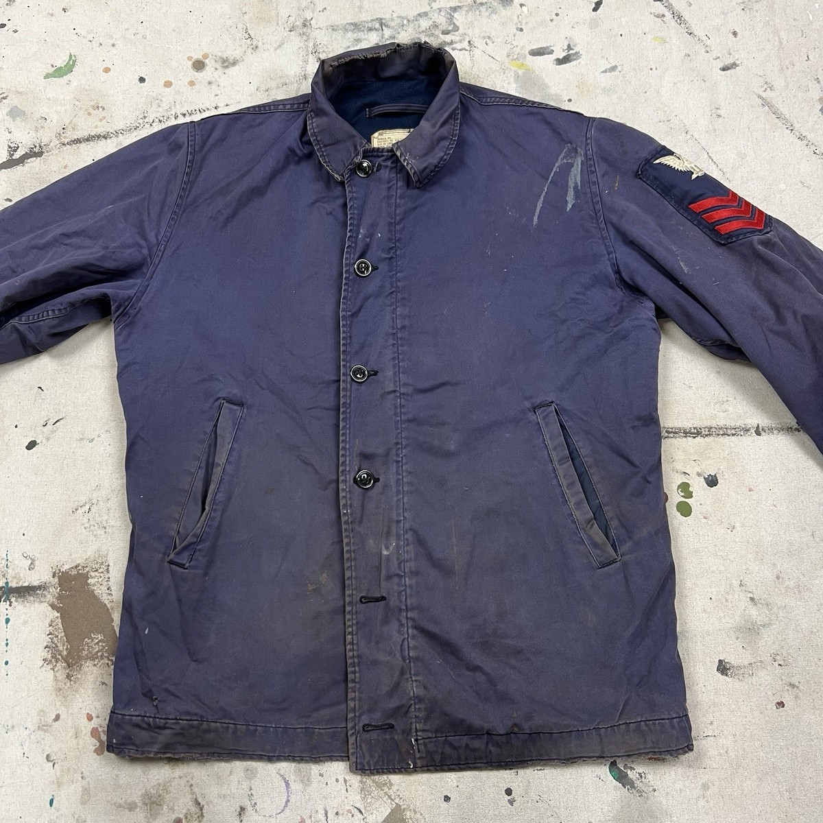 Vintage 60s US Navy N4 Blue Utility Deck Jacket Mens 40L Military