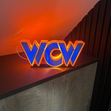 WCW Wrestling USB Powered XL LED Light Box Retro Lamp Sign Man Cave Gift Logo