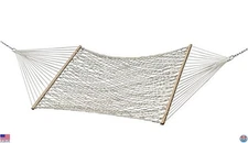Vivere Classic Double Cotton Rope Hammock - Supports 450 lbs for Relaxation