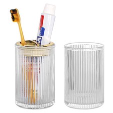 Toothbrush Holders for Bathrooms, 2pcs Glass Toothbrush Holder, 12oz Bathroom...