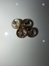 Antique Solid 14K Yellow Gold Bar Cufflinks Buttons Cat's Eye Chrsoberyl