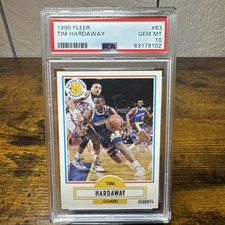 1990 FLEER TIM HARDAWAY ROOKIE CARD #63 GRADED PSA 10 GEM MINT