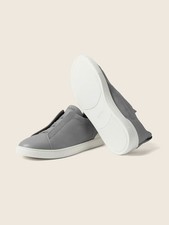 Zegna Men Shoes GREY M�LANGE TRIPLE STITCH? SECONDSKIN SNEAKERS Uk 8