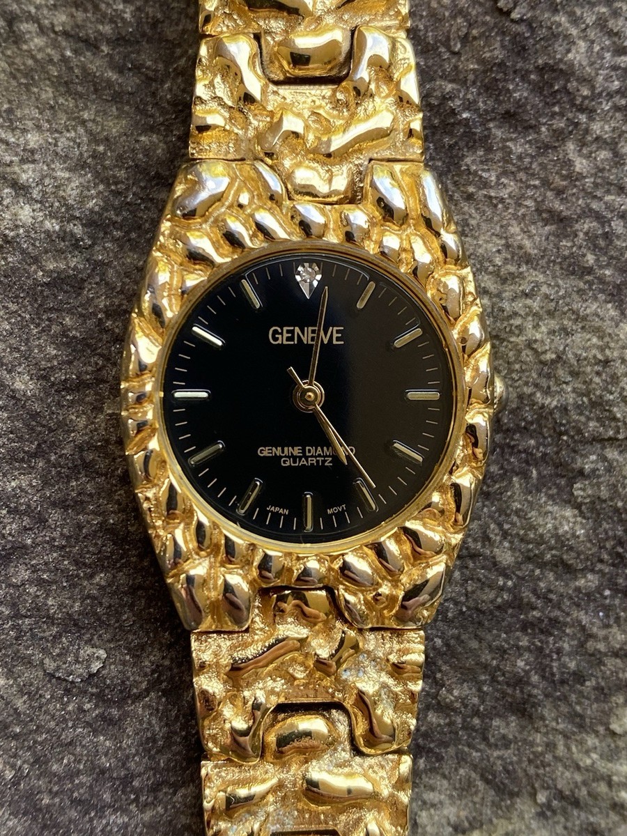 VTG Women\'s Venice Dress Nugget Style Watch 20mm - New Battery Adjustable YJ282 Vintage Geneve Womens Watch 23mm Black Gold Tone Nugget  main image 4
