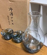 Toyo Sasaki Cold Sake Set Glass Bottle 300ml 2 Cups Unused/Good Condition