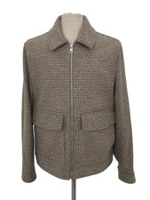 Autograph Men's Harrington Jacket Neutral Beige Pockets Collared Long Sleeve New