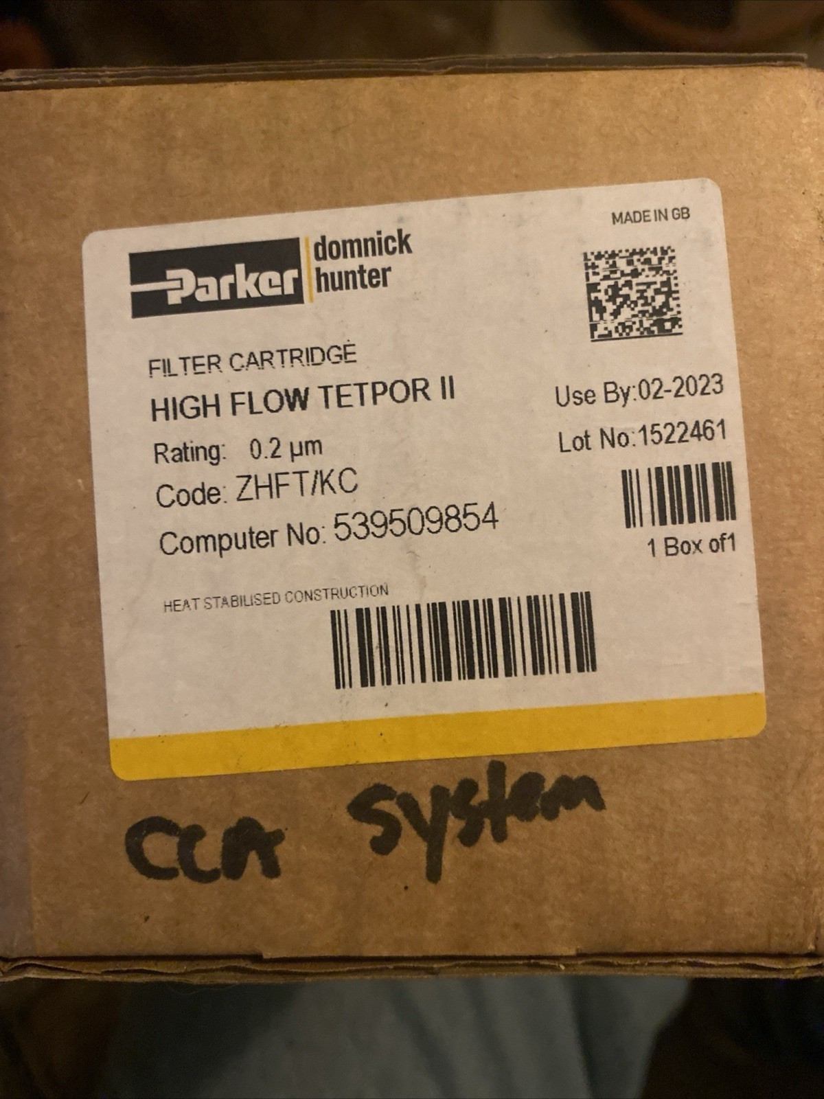 1Pcs ZHFT/2C Filter Cartridge High Flow Tetpor II New Never Opened