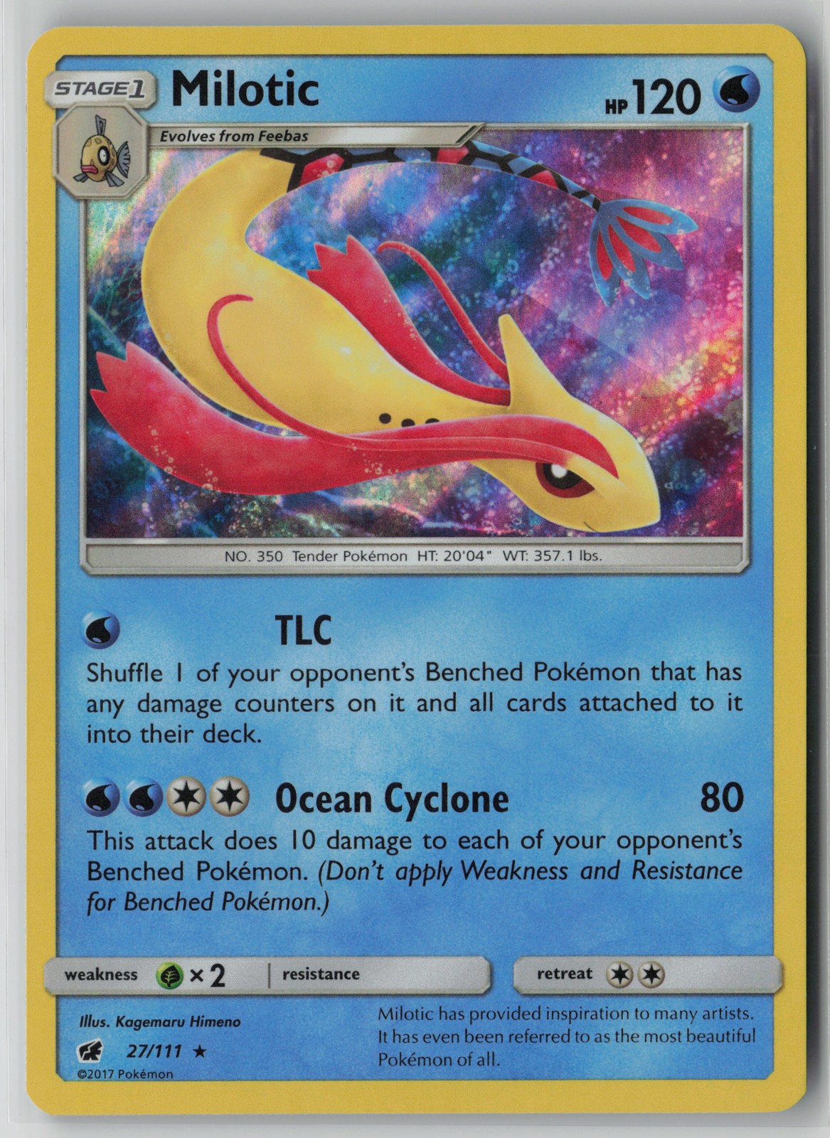 Milotic 27/111 Pokemon Crimson Invasion Rare Near Mint Holo Card (NM) 2