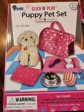 Click n' Play 9 piece Doll Puppy Set and Accessories