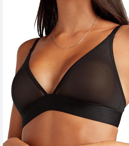 Negative Sieve Triangle Bra Black Non Wire Sheer Back Closure Size 3 Large