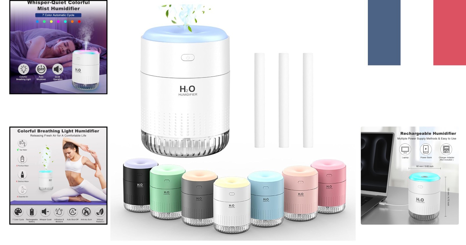 Mini humidificateur ultrasonique 350ml diffuseur de brume avec arrêt automatique