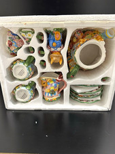 Springtime Tea Set 19pc Ceramic Hand Painted Teapot Cups Saucers Plates Boxed