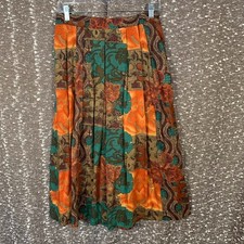 Vintage Item Eyes Floral Pleated Midi Skirt Boho Artsy Cottage Women's Medium