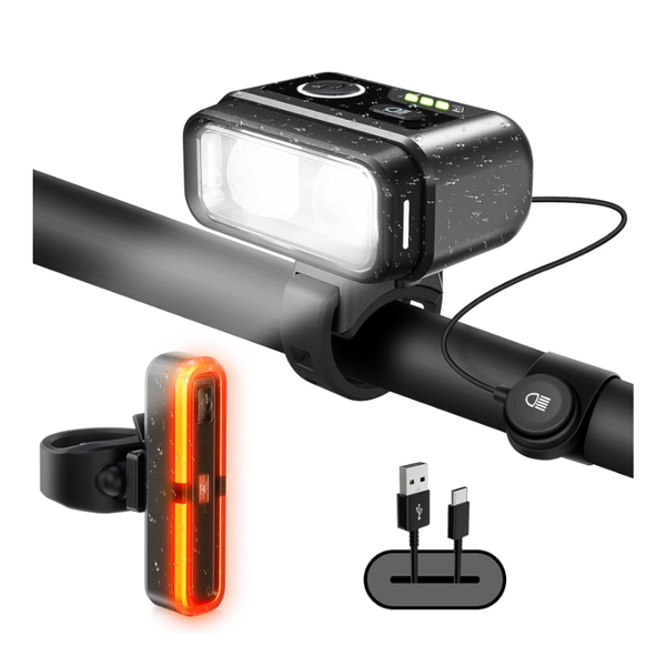 Fahrradlicht Set Jobapany Aufladbar 3200 Mah RüCklicht 100 LUX Stvzo-image