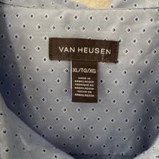 Van Heusen Men's Short Sleeve Blue Button-Up Shirt, XL
