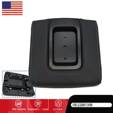 Front Center Seat Black Leather Armrest Lid For Chevrolet Silverado GMC Sierra
