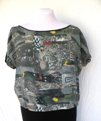 Vena Cava Community top L boxy silk crepe Vintage Y2K Rare Great summer top