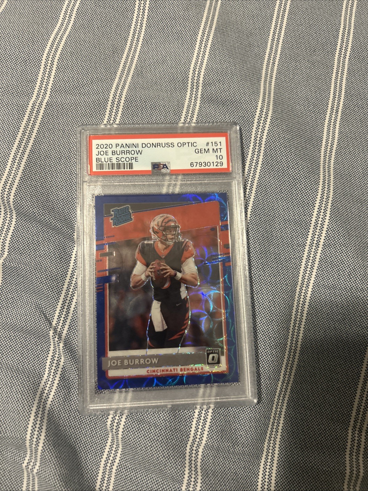 2020 panini donruss optic rated rookies blue scope joe burrow psa 10