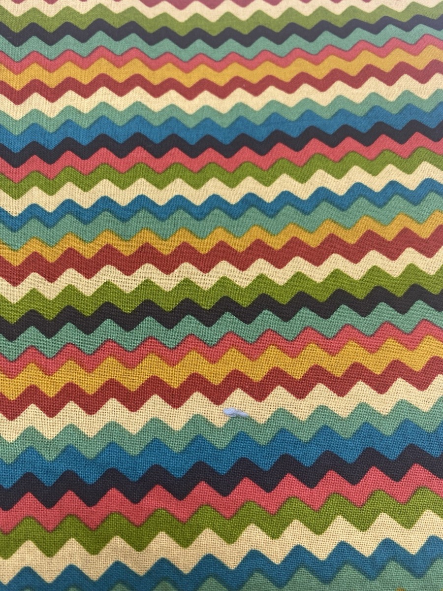 Chevron Zig Zag Fabric Multicolor Retro 70s Inspired Vintage 90s