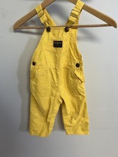RARE VTG OshKosh B'gosh Yellow Overalls Solid Canary Vestbak 2T Made in USA