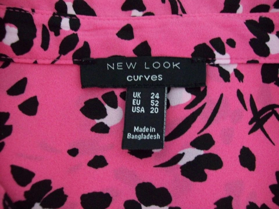 NEW LOOK CURVES TOP PLUS SIZE 24, Sugar pink button through blouse shirt - Image 4 of 4