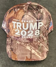 Trump 2028 Hat Woodland Camo Adjustable Hunting Cap Make America Great Again