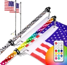 Pair 2ft RGB LED Whip Light Antenna Flag Pole for UTV ATV Polaris RZR Can Am