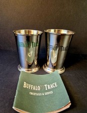 Buffalo Trace Bourbon Mint Julep Metal Cups Set Of 2 With Cocktail Recipe Book