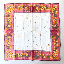 Christian Dior Floral Scarf Square Handkerchief Style Designer Neck Scarf Vtg