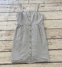 J Crew Button Front Dress In Seersucker Stripe White Blue Size 10 Summer Womens