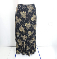 Vintage REVERSIBLE Black Grey Ditsy Floral Boho GYpsy Maxi Skirt Women M/L