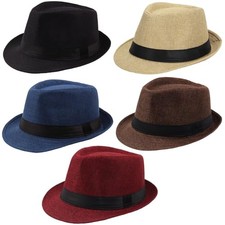 5 Pack Short Brim Fedora Classic Large 5pack-black blue wine Red coffee beige
