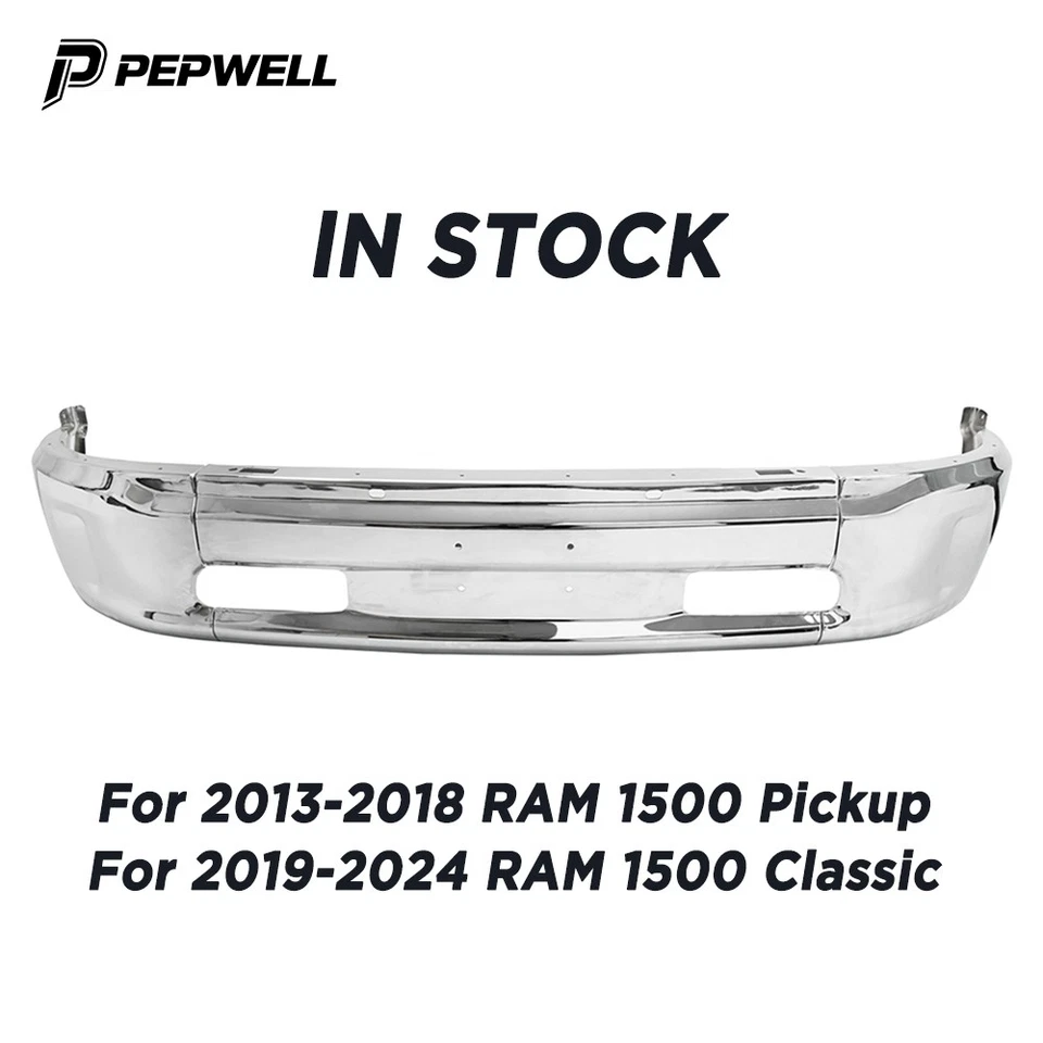 Chrome Front Bumper Cover Face Steel Bar For Dodge Ram 1500 2013-2018 2019-2024 - Image 2 of 4