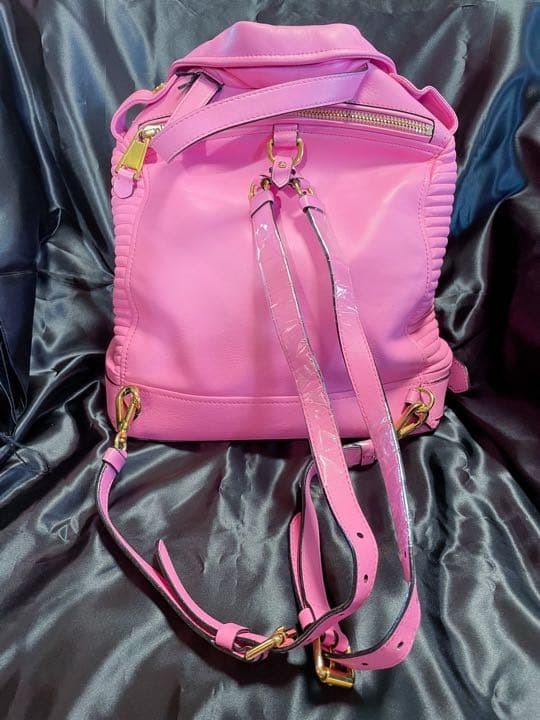 Moschino Backpack Biker Riders Jacket Design Leather Pink Made in Italy a2x1l8kp image 6