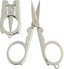 2Pcs Mini Foldable Scissors, Stainless Steel Travel Scissors for Craft, Camping,