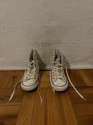 Converse Womens Chuck Taylor All Star Boots White Size 4 Leather Faux Fur Zip
