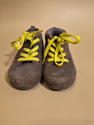 Ecco suede toddler boots size 5 grey with yellow laces