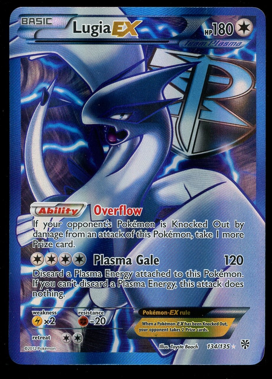 Pokemon Lugia EX 134/135 Black & White Plasma Storm Full Art Rare LP