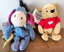 2 Lot Disney Bean Bag Plush - Complete Valentine Set - Cupid Eeyore Pooh - NWT