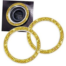 Bling Car Crystal Rhinestone Ring Emblem Sticker, Car Interior J-yellow