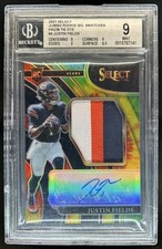 2021 Select Justin Fields Jumbo Rookie RC Patch Tie Dye Prizm Auto #/25 BGS 9