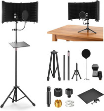 Microphone Isolation Shield with Tripod Stand  Pop Filter  Mic Stand with Isol