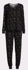 Joyspun Women’s Ribbed Top and Pants Pajama Set, Size S 4-6 Stars NEW