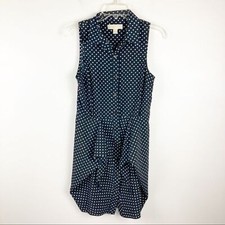 Michael Michael Kors Navy Polka Dot Sleeveless Business Casual Shirt Dress 2
