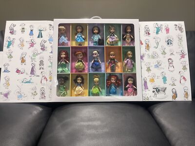 Disney ANIMATORS' Collection Mini Doll Set of 15 Display Gift Box New