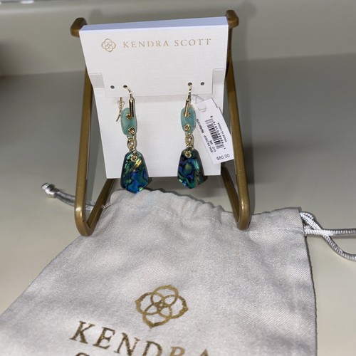 KENDRA SCOTT Ashlyn Abalone Drop Earrings - Teal Mix/14k Gold Plate NWT