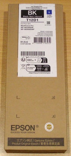 GENUINE EPSON T12D1 Black BK ORIGINAL ink unit fits WF-M5399DW WF-M5899DWF 2028 - Picture 3 of 4