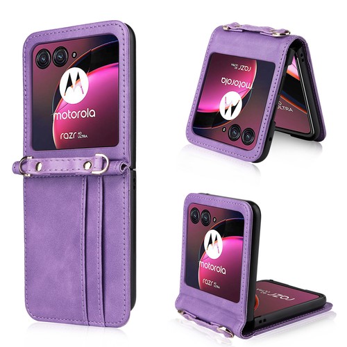 For Motorola Razr/Razr+ 2025 Slim PU Leather Card Holder Crossbody Wallet Case - Picture 44 of 52