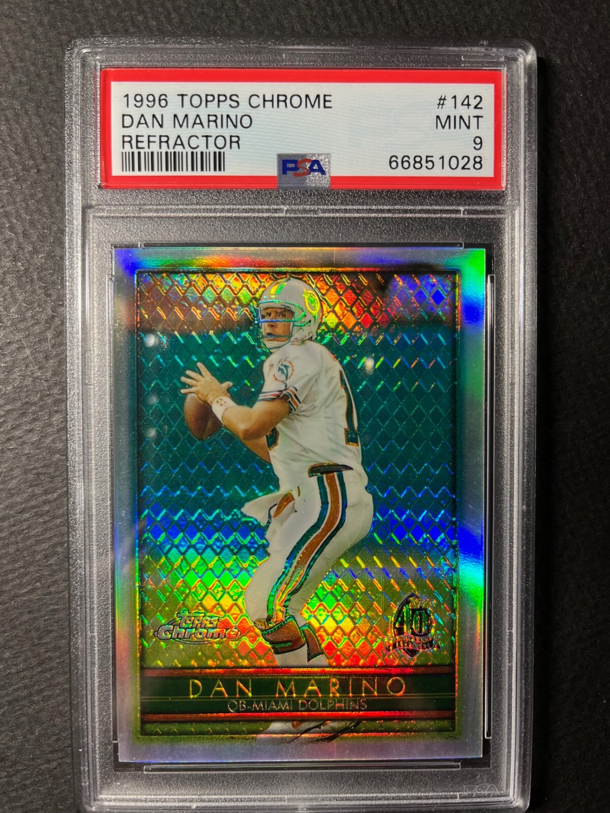 DAN MARINO 1996 Topps Chrome REFRACTOR #142 PSA 9 MINT / HOF / Dolphins